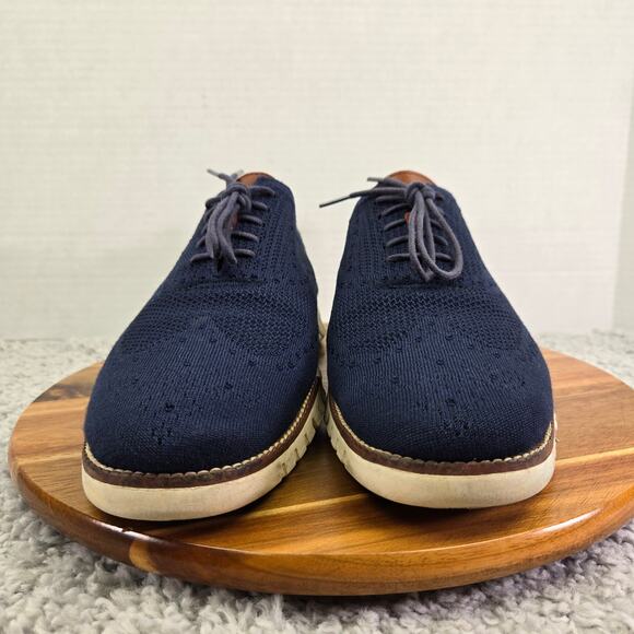Cole Haan ZeroGrand Stitchlite Marine Blue Wingtip Casual Daily Oxford Mens 11 M - Picture 4 of 14